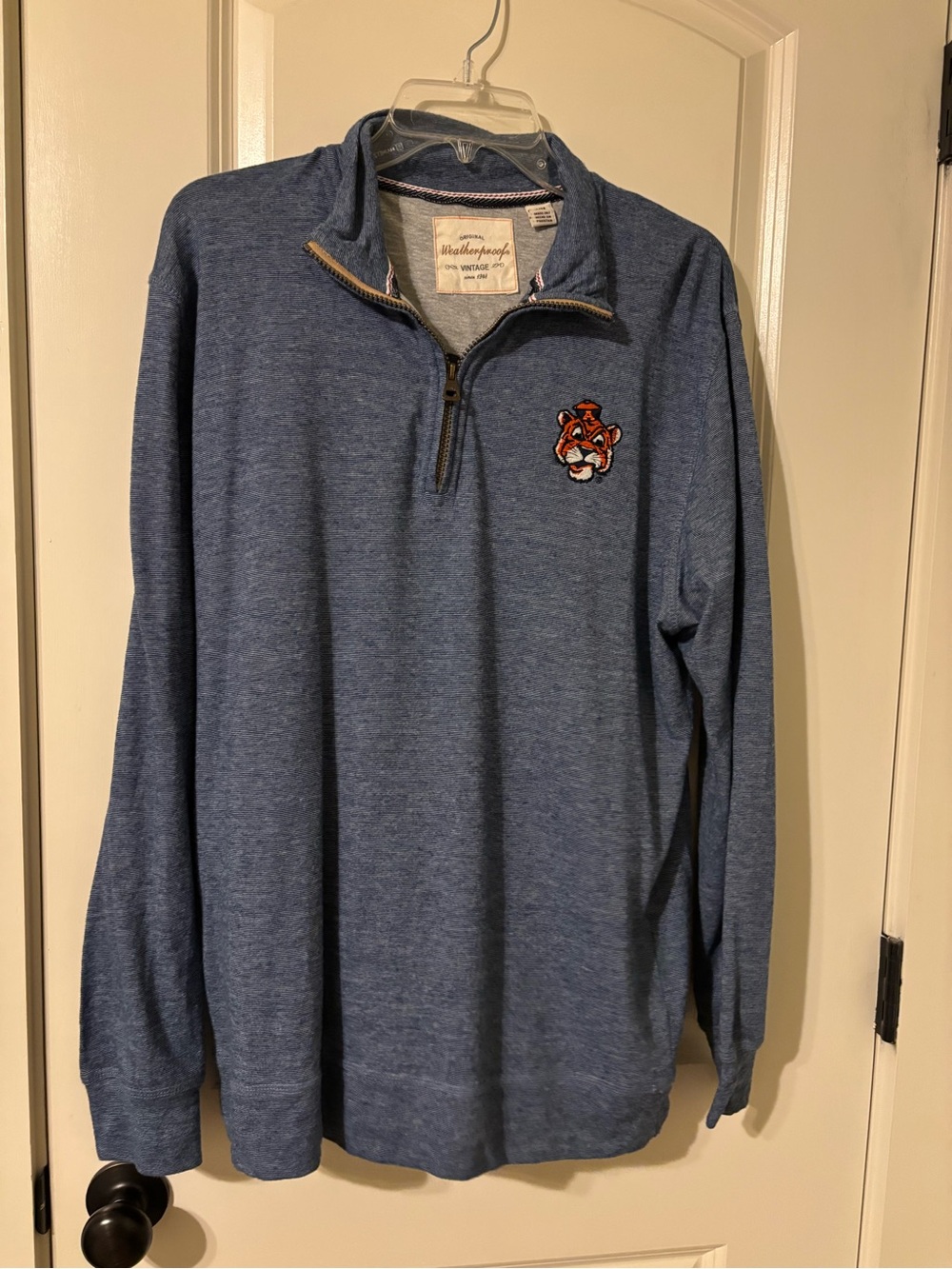 Weatherproof Auburn Tigers Blue Half-Zip Utility Jacket with Aubie Tiger Logo